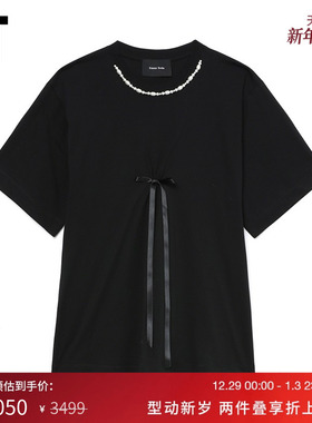 IT Simone Rocha女装宽松短袖T恤新品优雅气质蝴蝶结缀饰5160B3XL