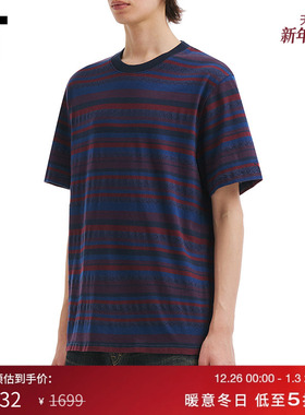 IT NOAH男装条纹短袖T恤新款潮流活力拼色圆领半袖上衣225JWLMP