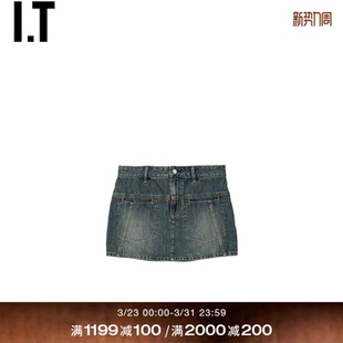 牛仔半身裙新款 LANG女装 复古甜酷合身水洗短裙3012Q0XQ HELMUT