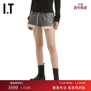 合身皮裤 Owens女装 短裤 新款 0316BYXP 甜酷时髦拼接休闲裤 Rick