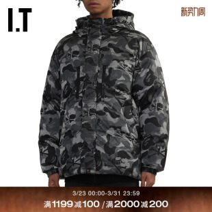 BAPE男装 连帽羽绒服宽松迷彩羽绒外套M144903N MASTERMIND