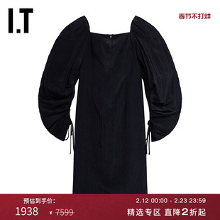 IT REJINA PYO女装阔袖连衣裙新品优雅时尚褶皱面料中长裙351LKXI