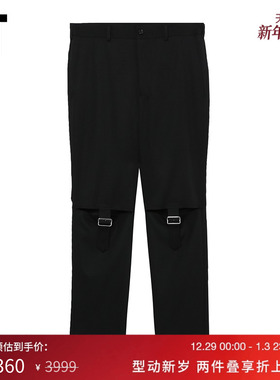 IT CDG COMME des GARCONS HOMME BLACK情侣款饰绊带西裤直筒长裤