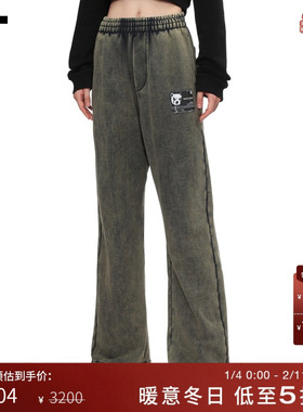 IT We11Done女装做旧运动裤新款复古街潮直筒裤卫裤长裤707UCHXP