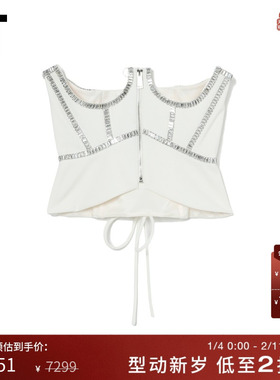 IT Area Nyc女装修身露肩抹胸性感时髦水钻缀饰拉链胸衣T36132XI