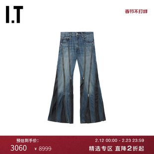 IT JUNYA WATANABE WOMEN女喇叭裤牛仔裤新款摩登复古饰拉链长裤