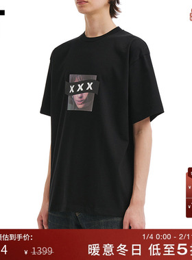 IT GOD SELECTION XXX男装宽松短袖T恤新款欧美潮流照片印花半袖