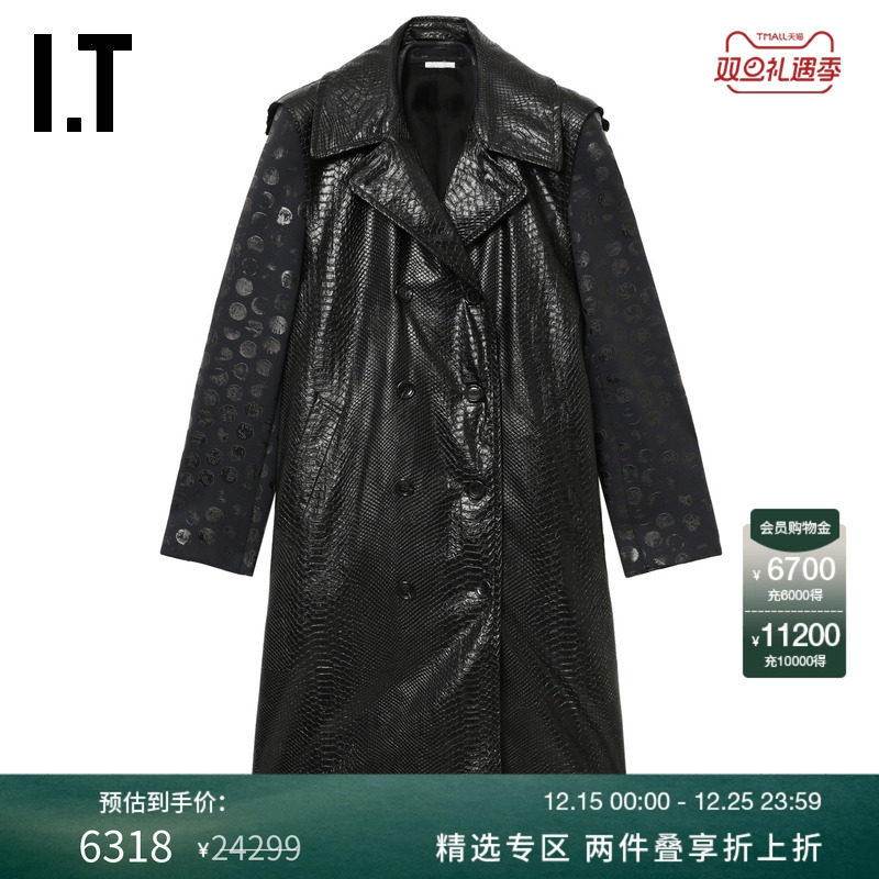 IT中长款皮革感大衣外套