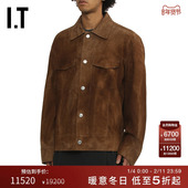 翻领皮衣皮夹克新款 AMI男装 复古型男羊皮绒面革外套U39059MP