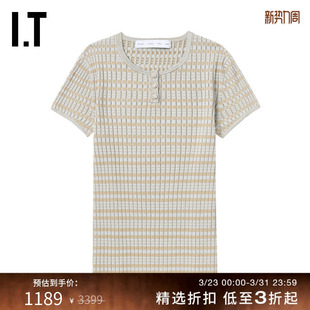 修身 Schouler女装 短袖 针织衫 条纹花色罗纹薄毛衣 新款 Proenza