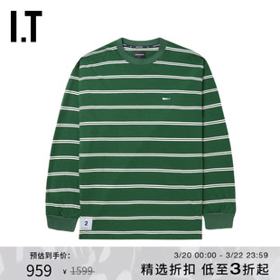 IT DESCENDANT男装条纹长袖T恤新款活力复古宽松圆领上衣SCSM13MM