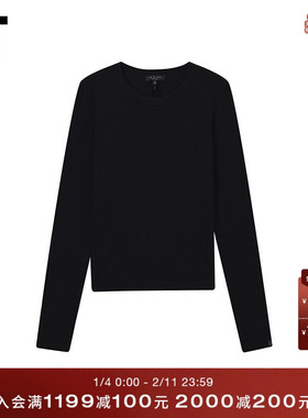 IT rag & bone女装修身长袖T恤新款时尚简洁纯色内搭打底衫0A25XQ