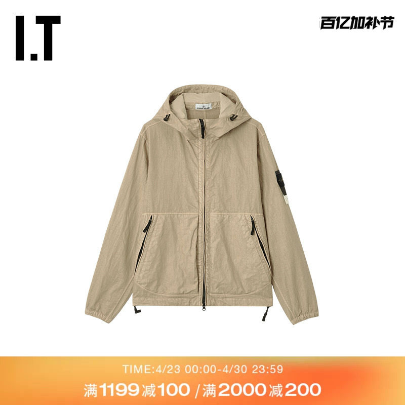 IT STONE ISLAND男装连帽拉链夹克新款酷感户外风外套053006MQ
