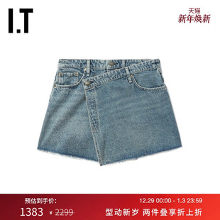 bone女装 牛仔裙裤 新款 AMP900XP 复古甜酷交叠设计短裤 rag