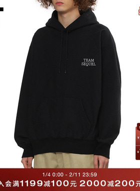 IT SEQUEL男装宽松连帽卫衣新款简约基础款logo装饰连帽衫WCS03MQ