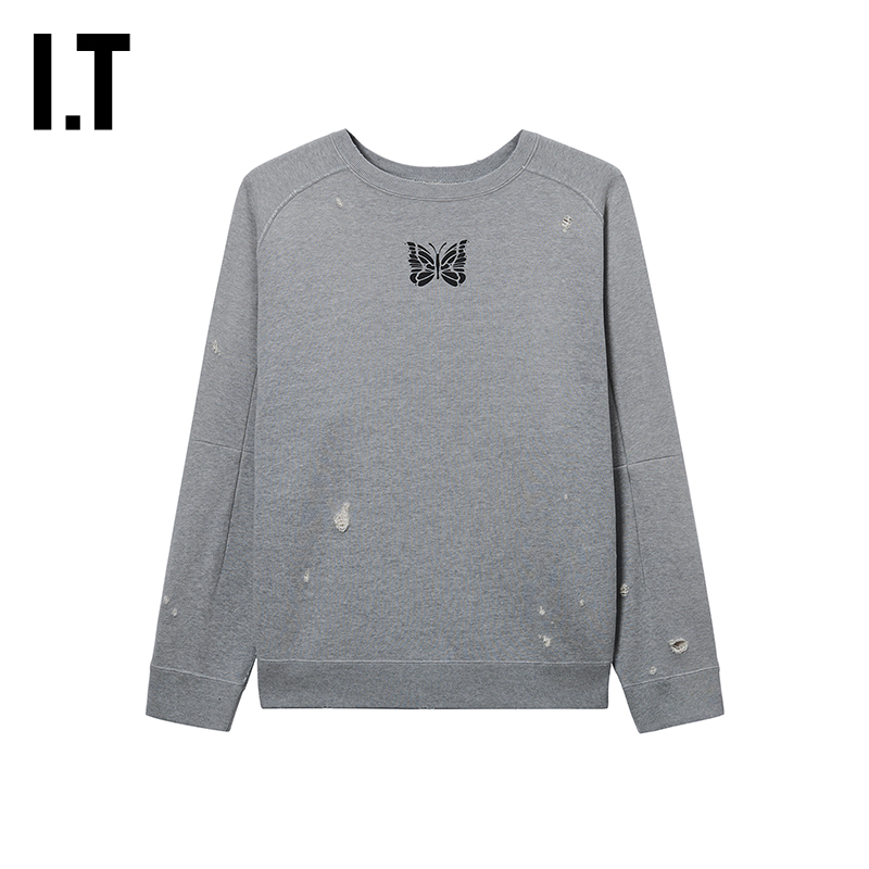 ITNEEDLES圆领卫衣复古破坏感