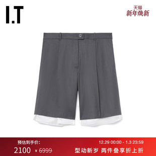 百慕大短裤 西装 质感拼接直筒裤 PETER RLINMN 时尚 DO男装 新款 裤