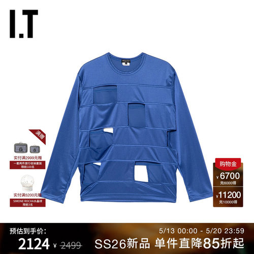 IT镂空设计圆领长袖T恤