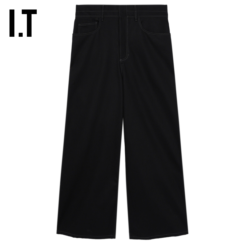IT阔腿牛仔裤拖地长裤