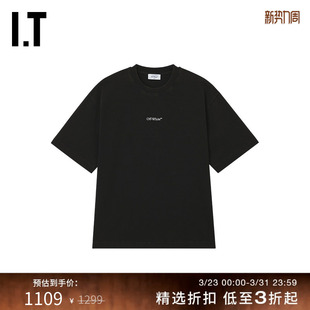 圆领短袖 新款 T恤简约个性 双箭头图案装 OFF 饰半袖 WHITE™情侣装