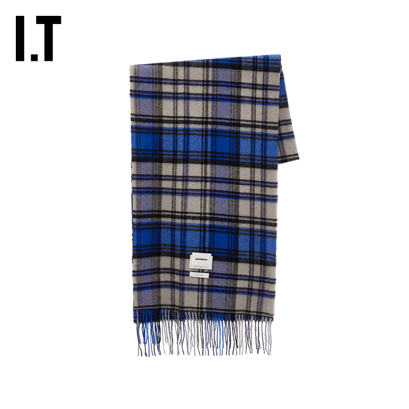 ITADERerror绵羊毛格纹围巾