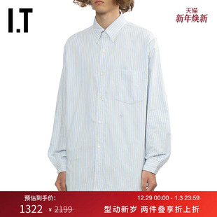 新款 衬衫 竖条纹长袖 简约通勤宽松翻领衬衣G090EMP nanamica男装