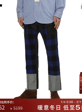 IT JUNYA WATANABE男装牛仔裤新款格纹拼接长裤直筒裤WPP035MP