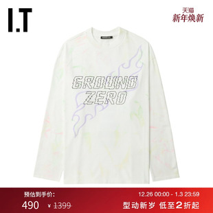 甜酷个性 T恤新款 廓形长袖 宽松圆领上衣000170 GROUNDZERO女装