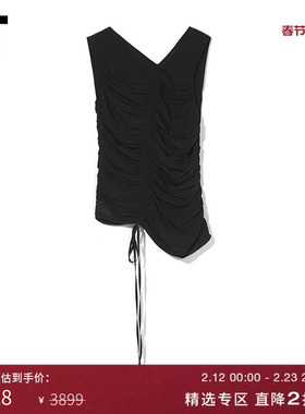 IT N21女装不规则领口背心新品设计感褶饰抽绳合身内搭12111AK