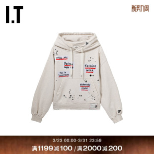 Mihara 饰连帽衫 Yasuhiro女装 标签图案装 D541WHXQ 连帽卫衣新款