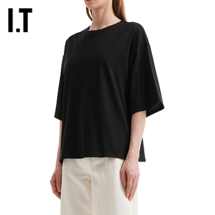 IT LouLou Studio女装落肩短袖T恤新款简约休闲风宽松纯色半袖