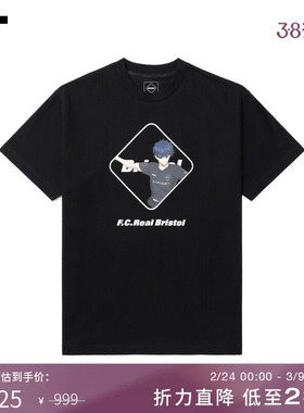 IT F.C.REAL BRISTOL|蓝色监狱联名系列男装短袖T恤新款圆领半袖