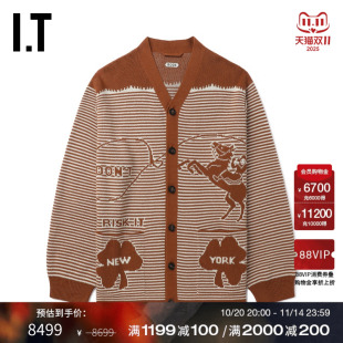 新款 条纹针织开衫 复古文艺风V领排扣针织外套5KT012MO BODE男装