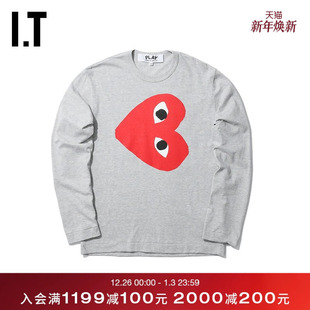 COMME PLAY des GARCONS男装 T恤爱心LOGO印花T268MD 长袖 CDG