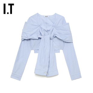 IT AMBUSH女装短款露脐长袖上衣新款甜辣少女解构感拼接024100XN