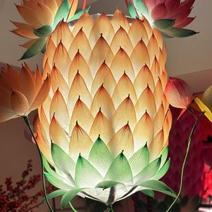 非遗传统手工大菠萝灯 旺来灯 莲花灯 祈福成品花灯高度40厘米