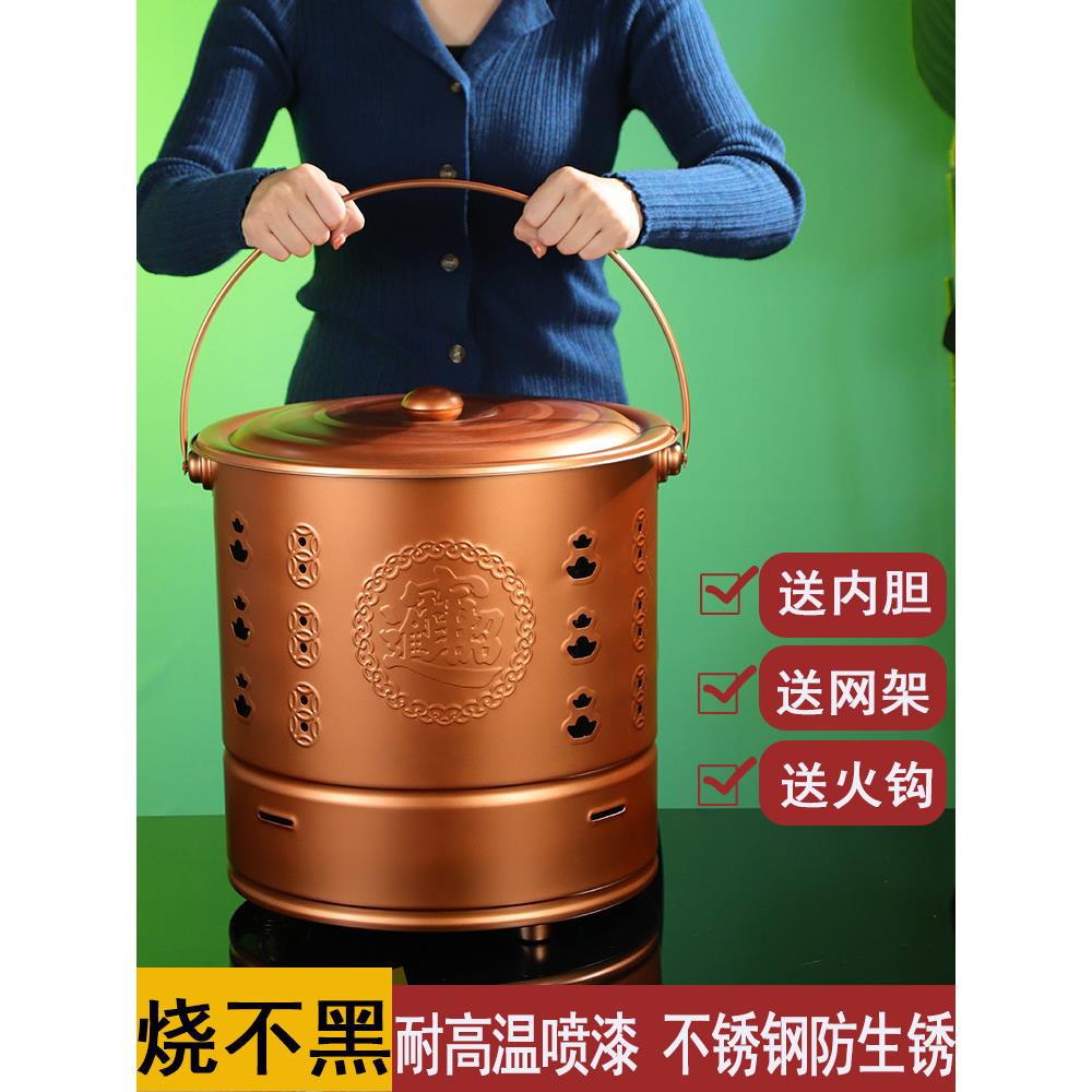 烧纸桶家用聚宝盆专用烧经铁桶焚烧炉宝桶烧纸管金烧金桶不锈钢