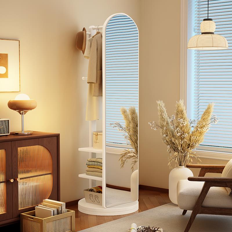 实木穿衣镜全身镜落地镜家用卧室可旋转衣帽架挂衣架一体试衣镜子