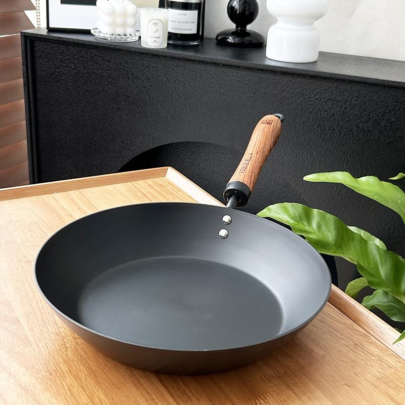 平底锅无涂层铁锅煎锅炒菜家用牛排不粘锅小炒锅煎饼烙饼
