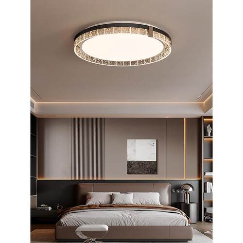 意大利极简圆形卧室吸顶灯，彷古风格，高端胡桃图案房间灯，主卧