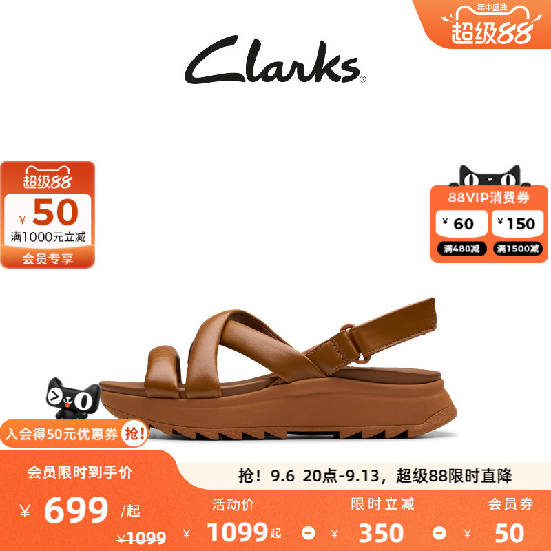 Clarks其乐女厚底缓震罗马凉鞋										