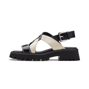 Clarks其乐Stayso Link女鞋夏季简约交叉绑带厚底摩登时尚皮凉鞋