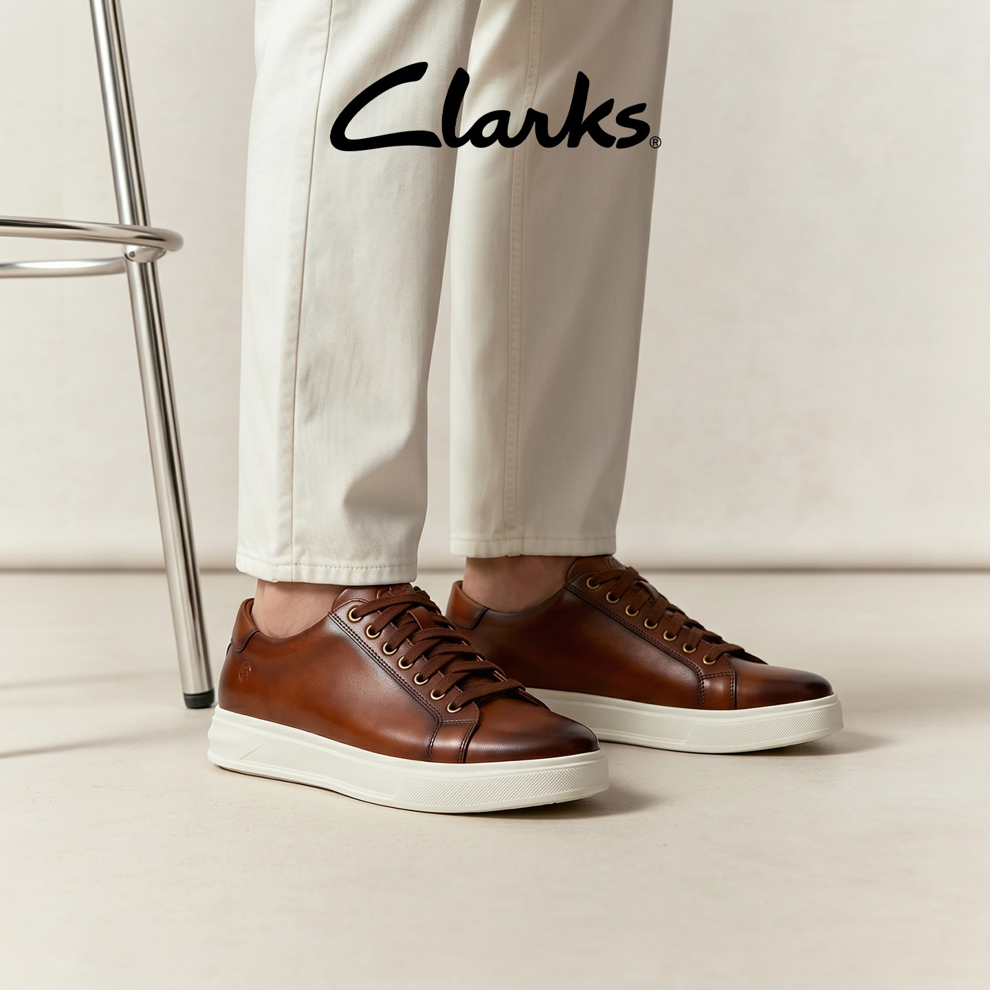 Clarks其乐Goswell Tie男鞋经典牛皮轻量舒适休闲百搭板鞋图片