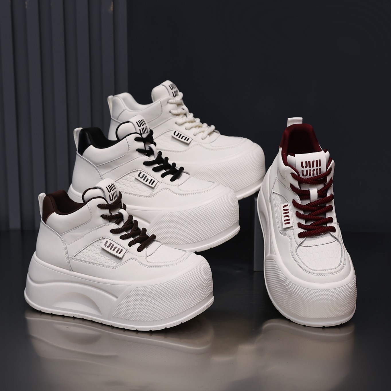 7CM厚底增高高帮小白鞋2025小个子拼色休闲板鞋百搭时尚运动鞋潮