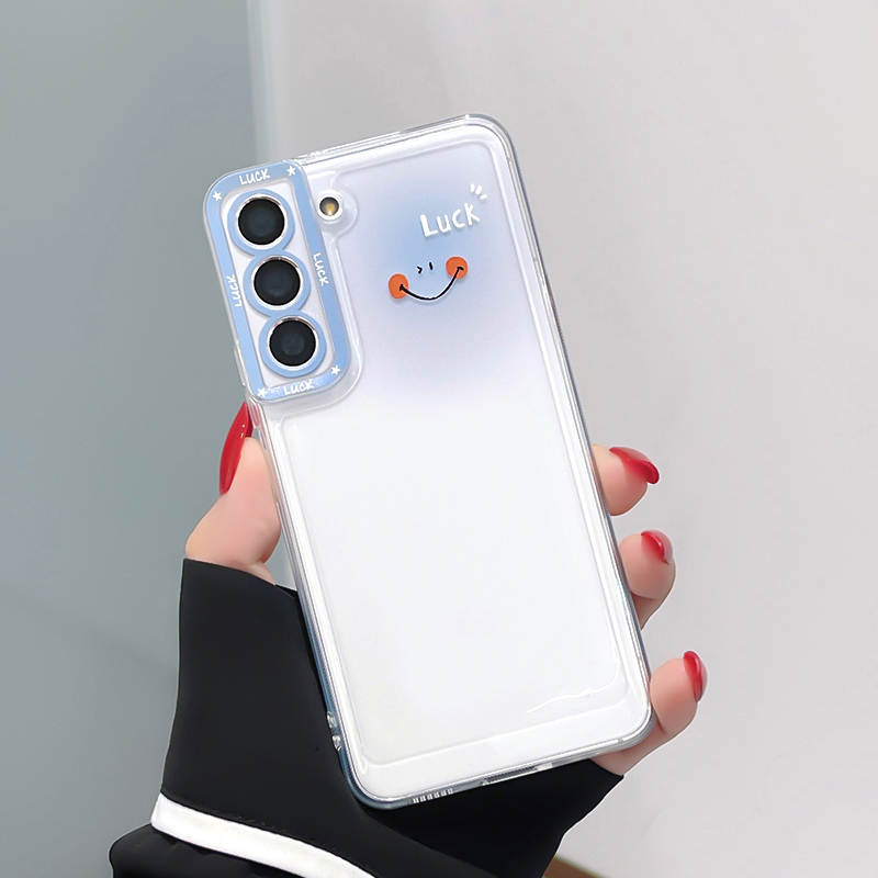 晕染适用三星s24手机壳简约s25可爱笑脸s20透明软壳note20ultra全包摄像头s21fe防摔s22表情男女s24ultra新款