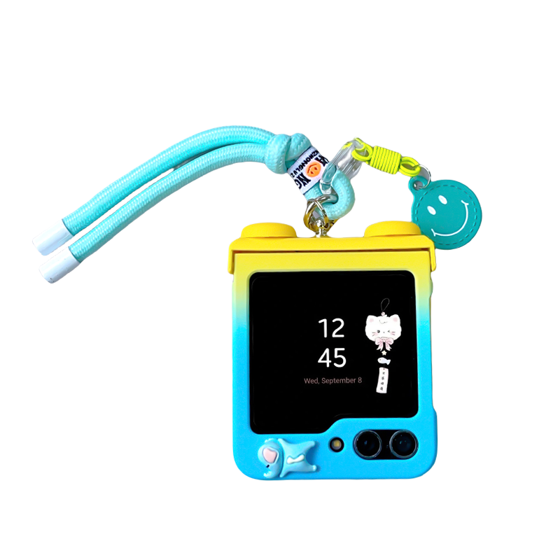 适用三星zflip7FE手机壳全包铰链一体防摔zflip6可爱渐变时尚vivoxflip挂绳链条女n3flip折叠屏华为