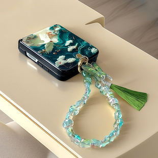 高级感国风适用华为pocket2手机壳斜挎挂绳小米mixflip2全包铰链中轴purax防摔三星zflip7 大气 6高级皮FE时尚