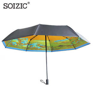 奥罗拉晴雨伞折叠晴雨两用伞黑胶遮阳太阳伞男女学生伞