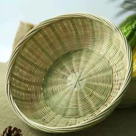 竹编竹篮子竹筐带底座家用水果篮果盘手工竹制品馒头筐点心篮竹篮