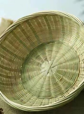 竹编竹篮子竹筐带底座家用水果篮果盘手工竹制品馒头筐点心篮竹篮